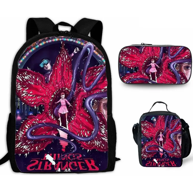 Stranger Things Backpack 3-Piece Backpack Student Schoolbag Lunch Bag