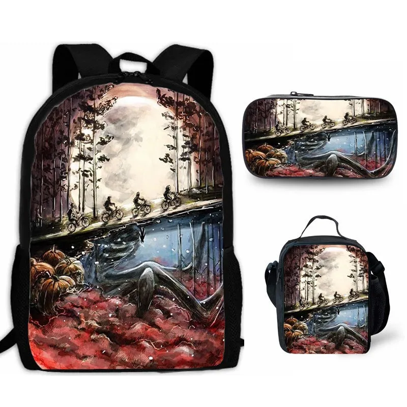 Stranger Things Backpack 3-Piece Backpack Student Schoolbag Lunch Bag