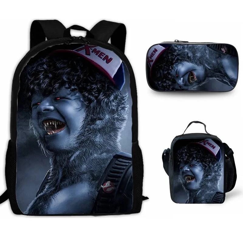 Stranger Things Backpack 3-Piece Backpack Student Schoolbag Lunch Bag