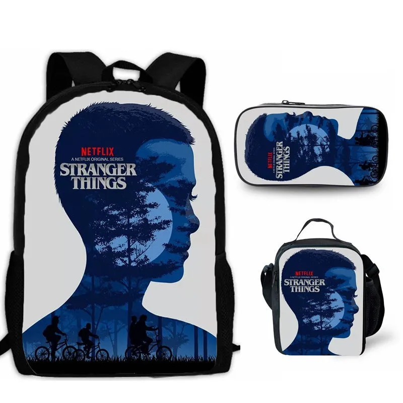 Stranger Things Backpack 3-Piece Backpack Student Schoolbag Lunch Bag