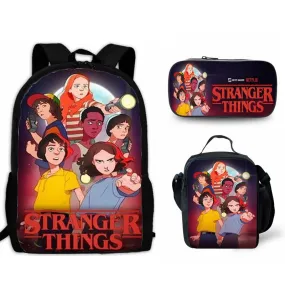 Stranger Things Backpack 3-Piece Backpack Student Schoolbag Lunch Bag