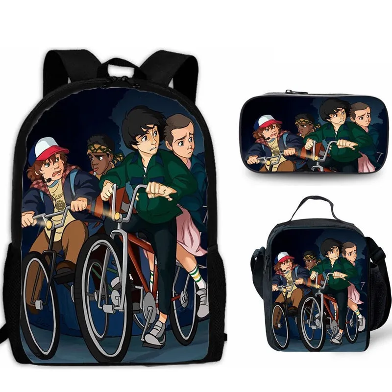 Stranger Things Backpack 3-Piece Backpack Student Schoolbag Lunch Bag