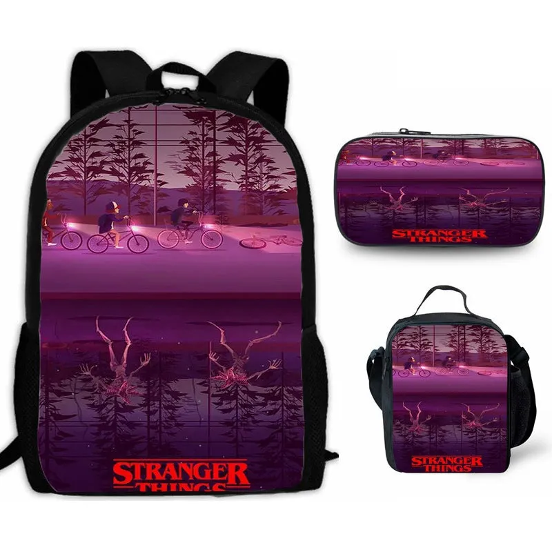 Stranger Things Backpack 3-Piece Backpack Student Schoolbag Lunch Bag