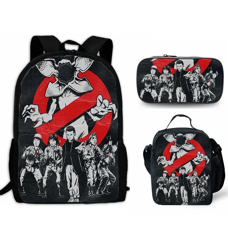 Stranger Things Backpack 3-Piece Backpack Student Schoolbag Lunch Bag
