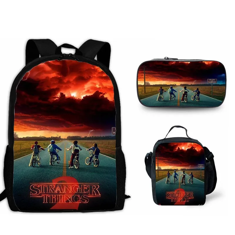 Stranger Things Backpack 3-Piece Backpack Student Schoolbag Lunch Bag