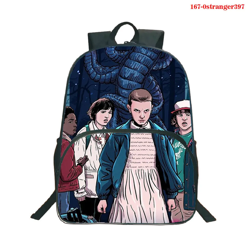 Stranger Things Backpack Printed Backpack 16-Inch Student Schoolbag Full Color Backpack