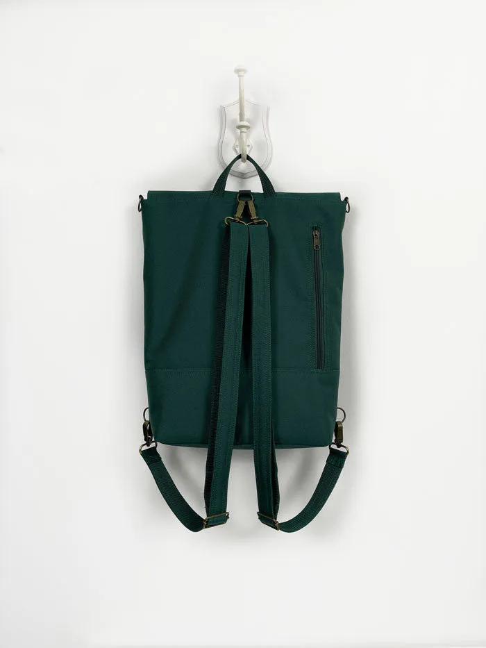 Teal Convertible Backpack, Vegan Laptop Crossbody Bag
