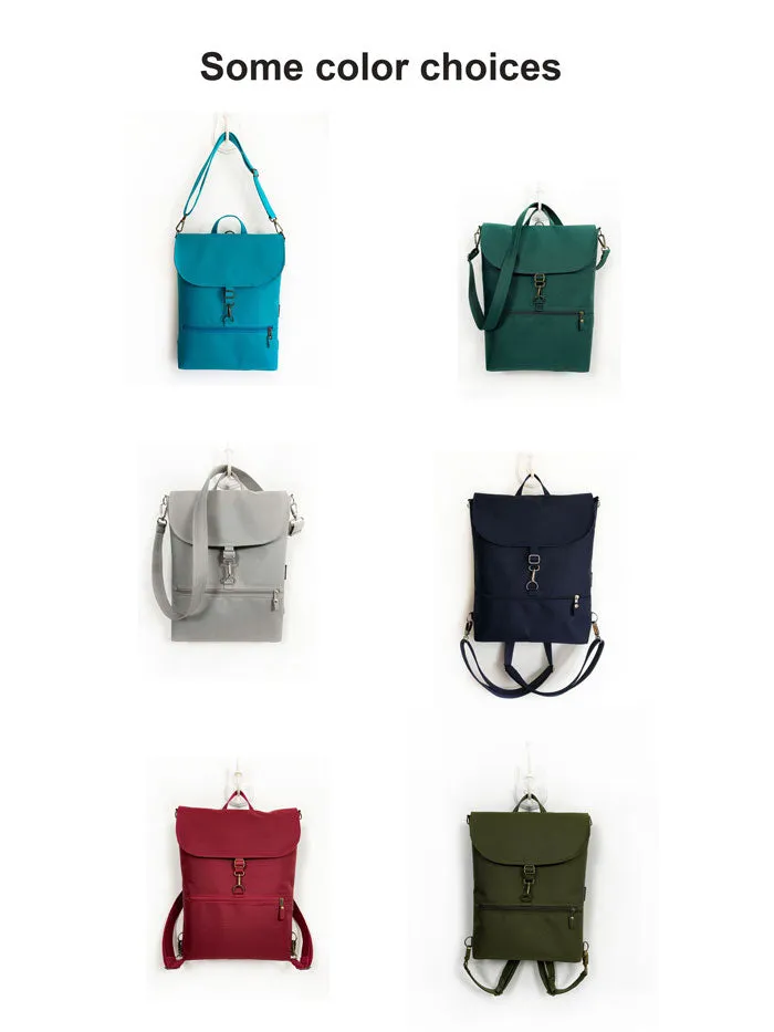 Teal Convertible Backpack, Vegan Laptop Crossbody Bag