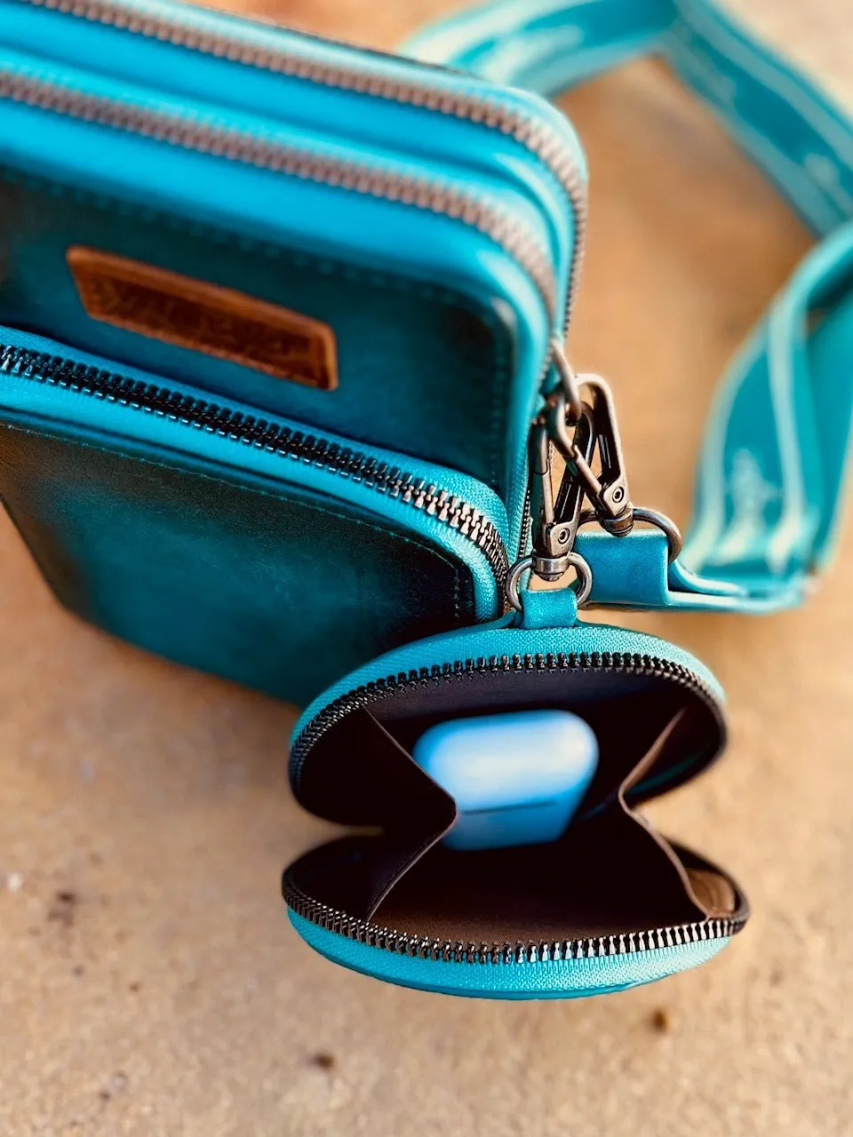 The Original Turquoise Side Bag and Attachment