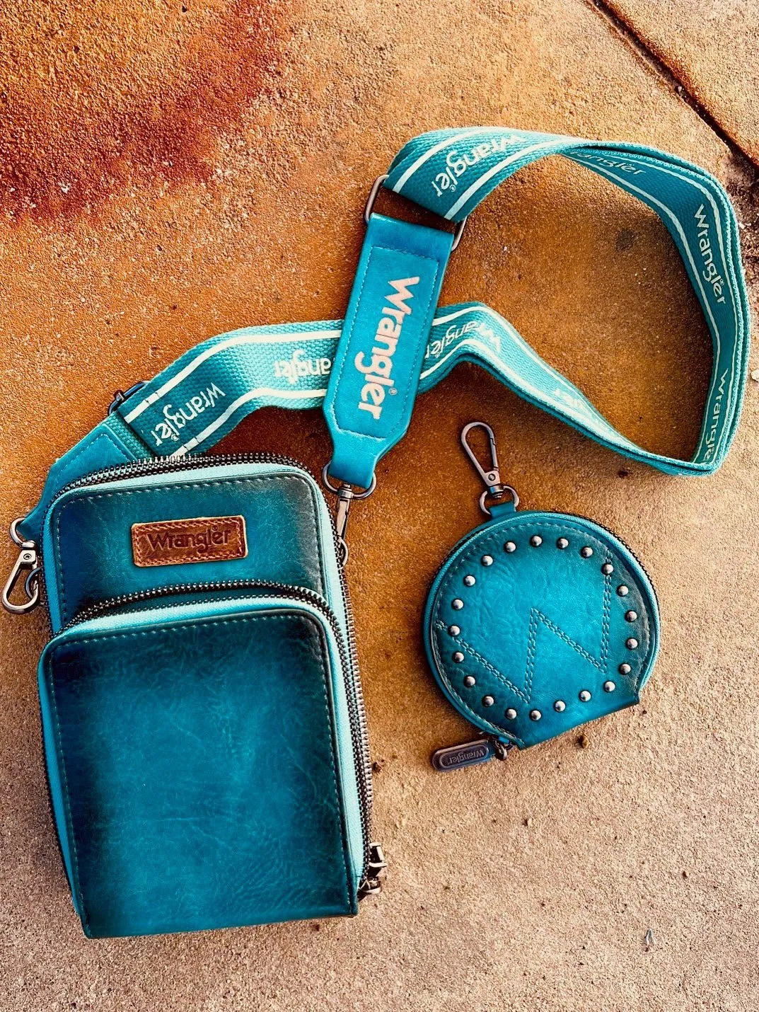 The Original Turquoise Side Bag and Attachment