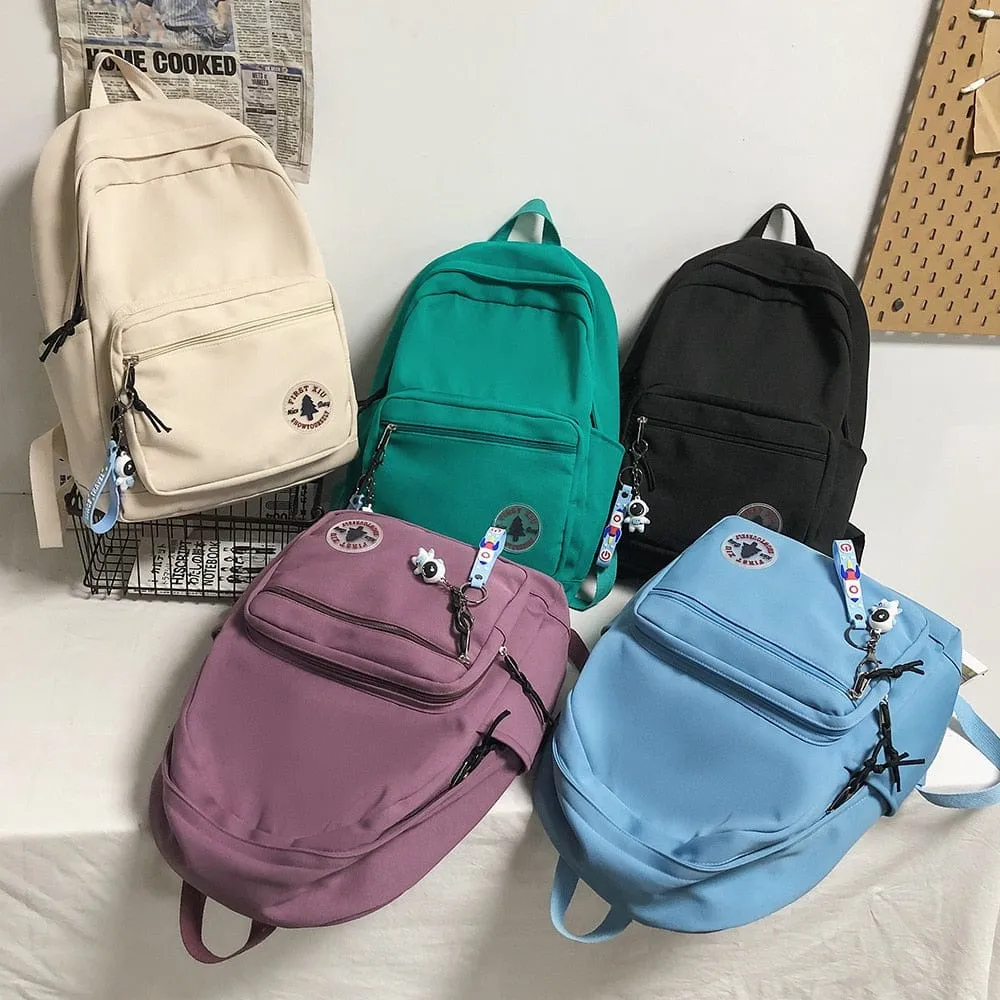 Trendy Minimal Backpack with cute accessory; 5 colors to choose from