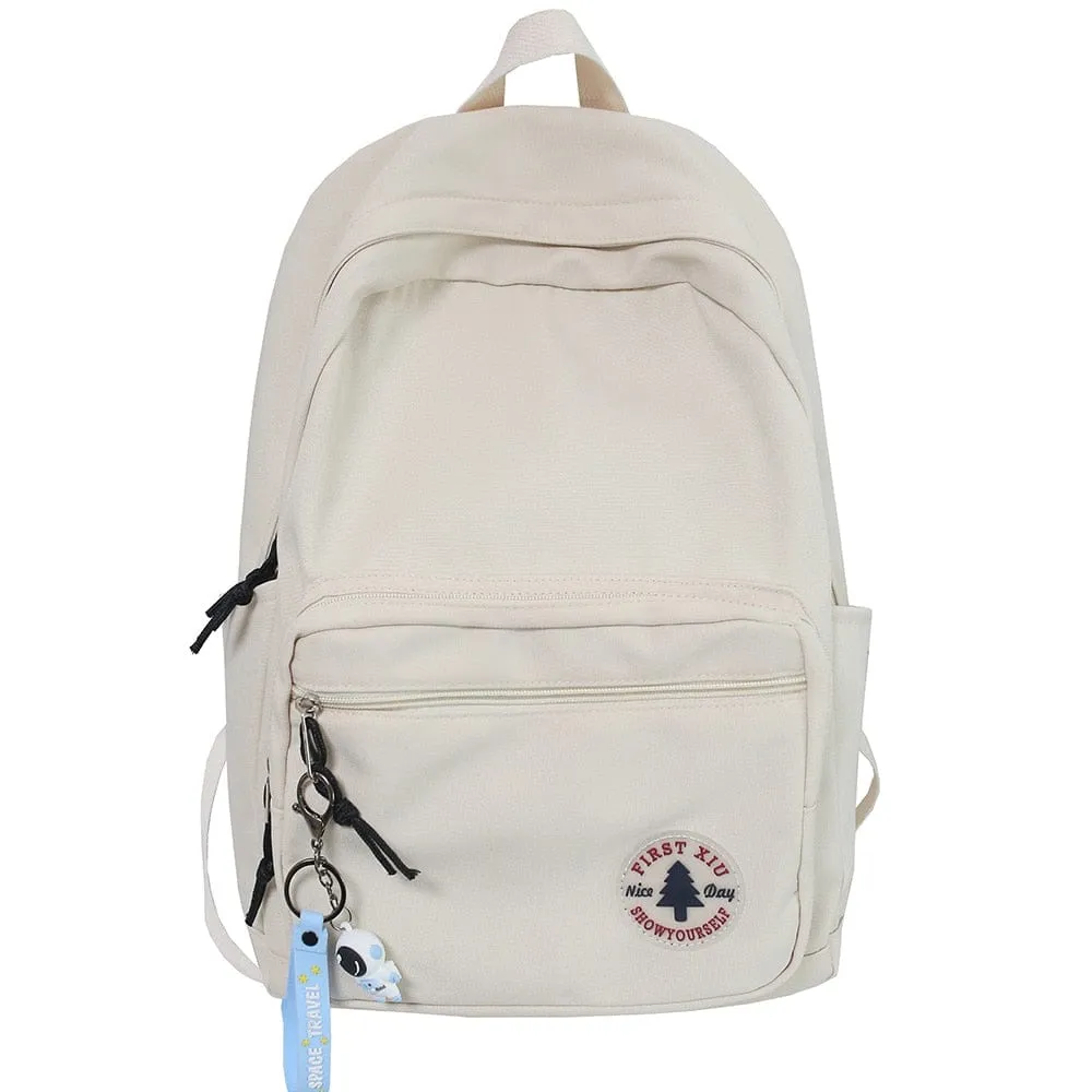 Trendy Minimal Backpack with cute accessory; 5 colors to choose from