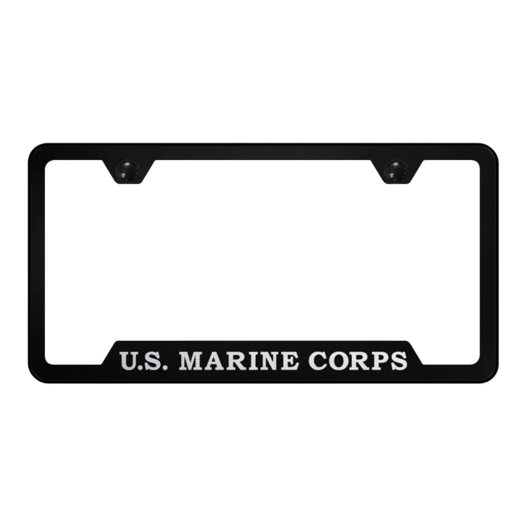 U.S.M.C. Script Cut-Out Frame - Laser Etched Black