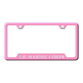U.S.M.C. Script Cut-Out Frame - Laser Etched Pink