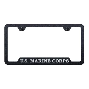 U.S.M.C. Script Cut-Out Frame - Laser Etched Rugged Black