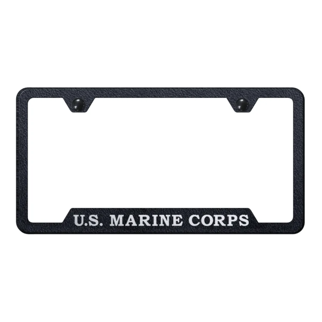 U.S.M.C. Script Cut-Out Frame - Laser Etched Rugged Black