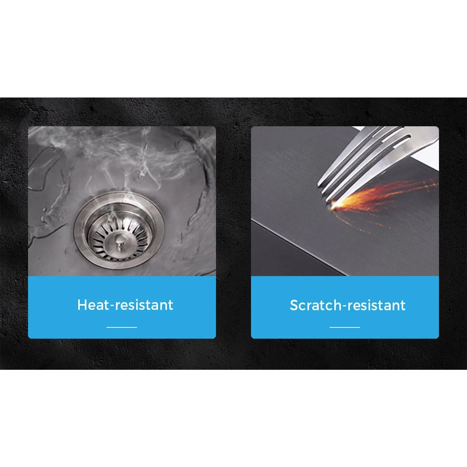 Welba Kitchen Sink Stainless Steel Basin Double Under/Top/Flush Mount Black