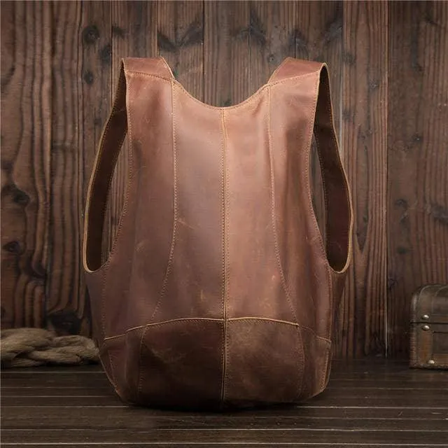 Woman Backpack Genuine Leather Shoulder Anti-theft Back Zipper Pouch